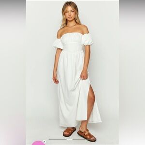 Beginning Boutique Evander White Off The Shoulder Maxi Dress
